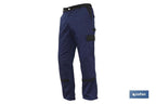 Calças De Trabalho | Flex | Modelo Jano | Regular Fit | Composição 97,76% Algodão e 2,24% Elastano | Cor Azul Marinho/Preto