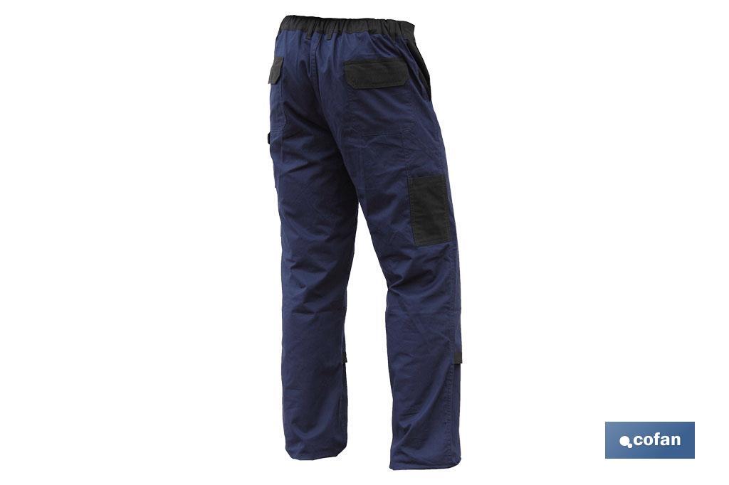 Calças De Trabalho | Flex | Modelo Jano | Regular Fit | Composição 97,76% Algodão e 2,24% Elastano | Cor Azul Marinho/Preto