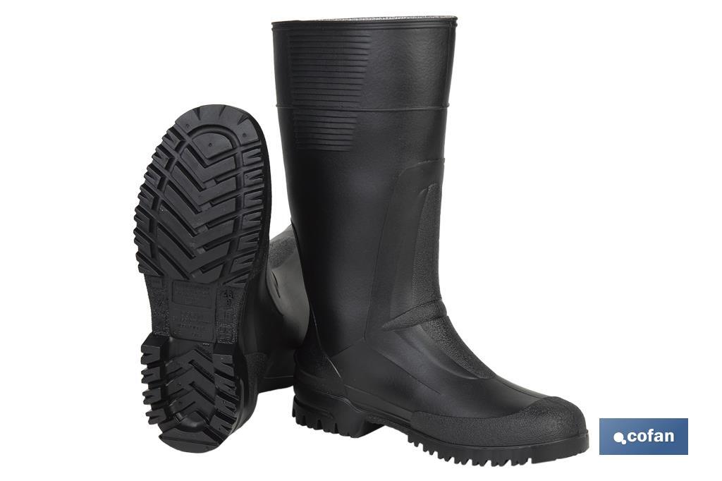 Bota de Agua | Alta | Fabricada PVC | Cor Negro | Forro Interior de Malha