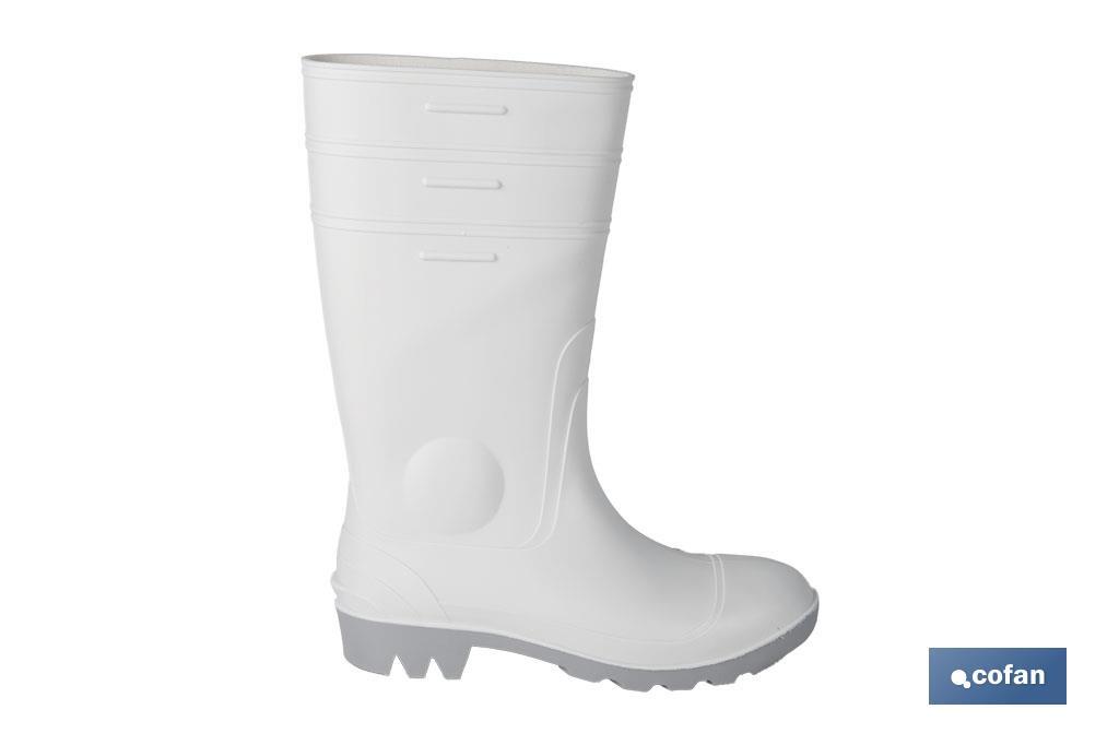 Bota de água | Alta de Segurança S-4 | Cor Branca | Biqueira de aço | Fabricada em PVC-nitrilo
