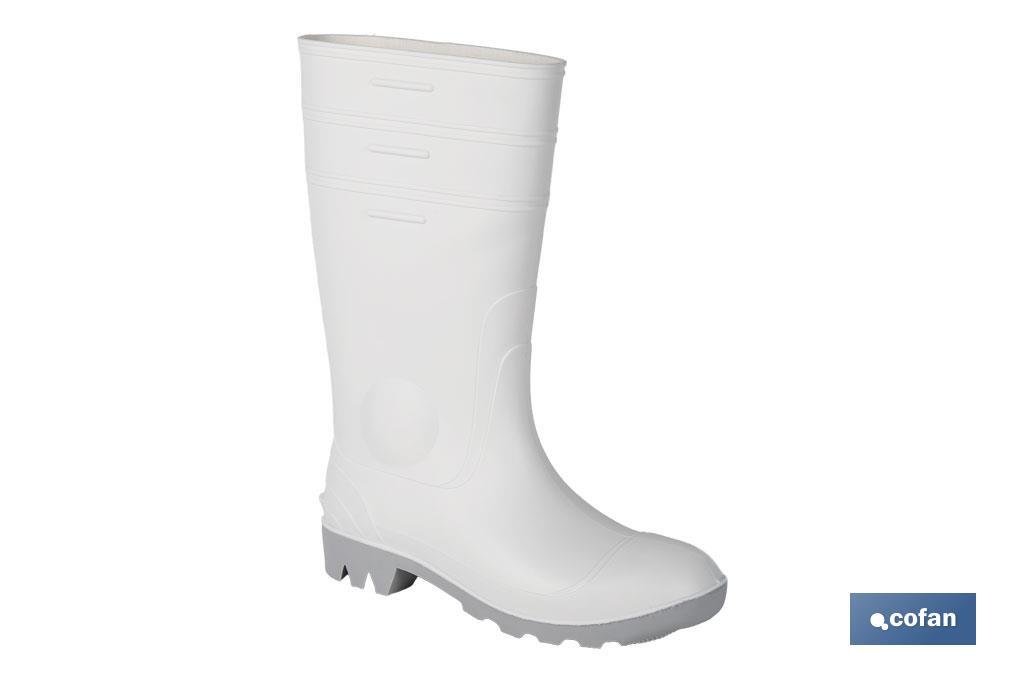 Bota de água | Alta de Segurança S-4 | Cor Branca | Biqueira de aço | Fabricada em PVC-nitrilo