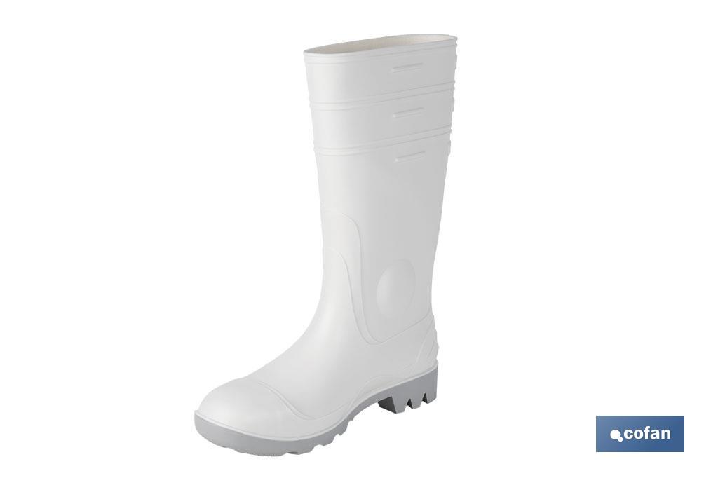 Bota de água | Alta de Segurança S-4 | Cor Branca | Biqueira de aço | Fabricada em PVC-nitrilo