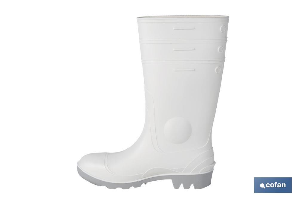 Bota de água | Alta de Segurança S-4 | Cor Branca | Biqueira de aço | Fabricada em PVC-nitrilo