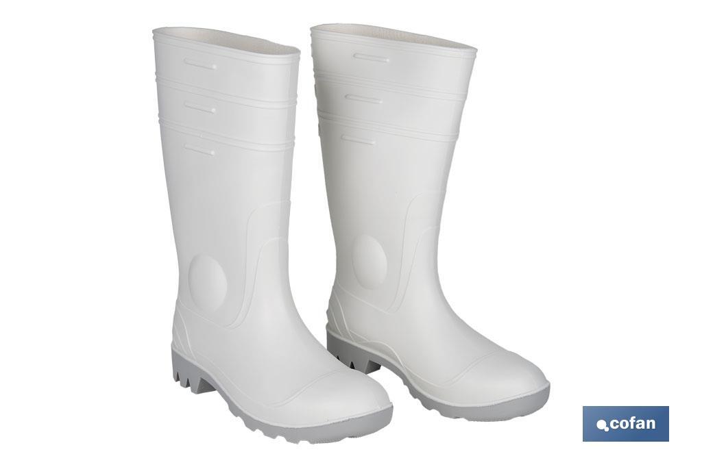 Bota de água | Alta de Segurança S-4 | Cor Branca | Biqueira de aço | Fabricada em PVC-nitrilo