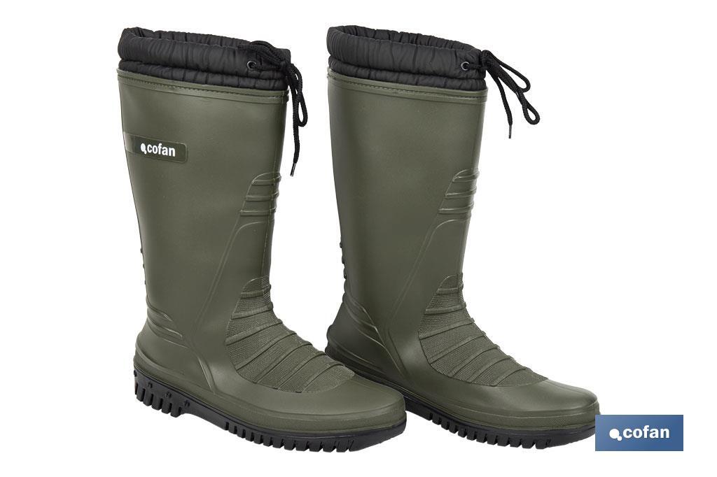 Botas de água verdes com forro polar | Disponíveis nos tamanhos do 36 ao 47