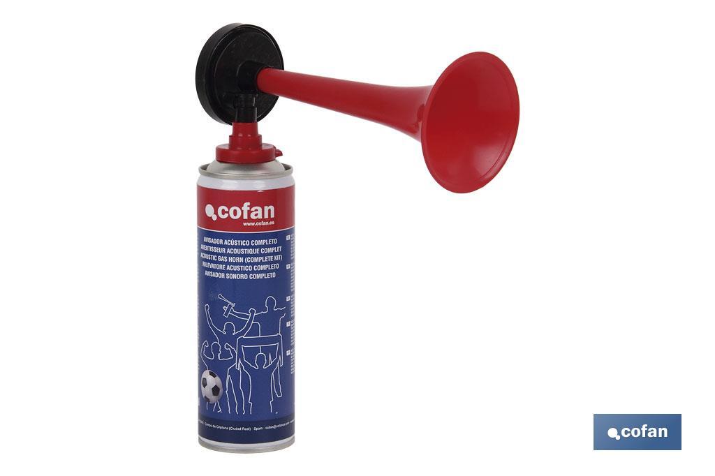 Buzina de advertência acústica de ar comprimido | Conteúdo de 300 ml | Ideal para eventos desportivos ou sinalização acústica