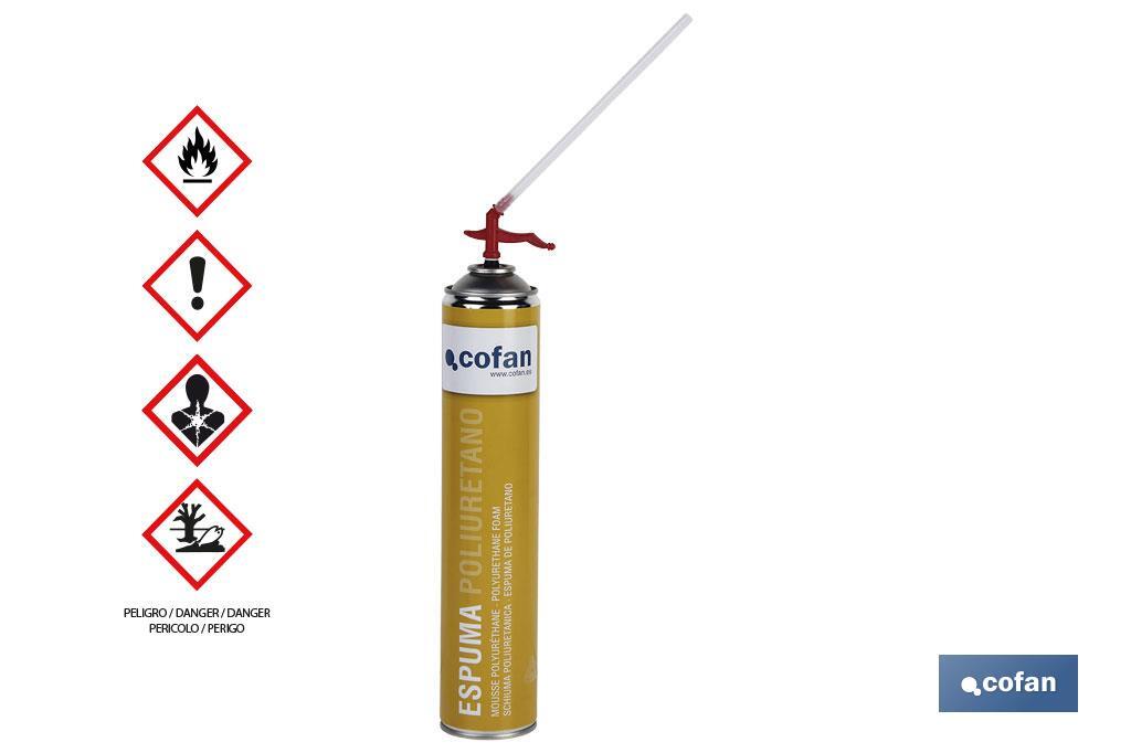 Espuma de Poliuretano | Aerossol 750 ml | Aplicação Manual por cânula expansivel 45 L