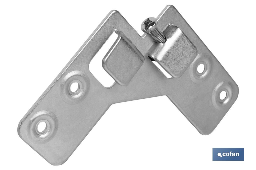 Cabide de esquadro duplo | Fabricado em aço zincado | Medidas de 59 x 59 mm