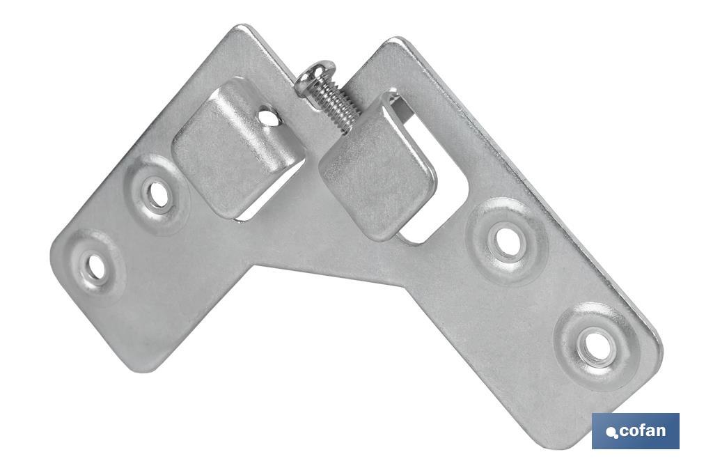 Cabide de esquadro duplo | Fabricado em aço zincado | Medidas de 59 x 59 mm