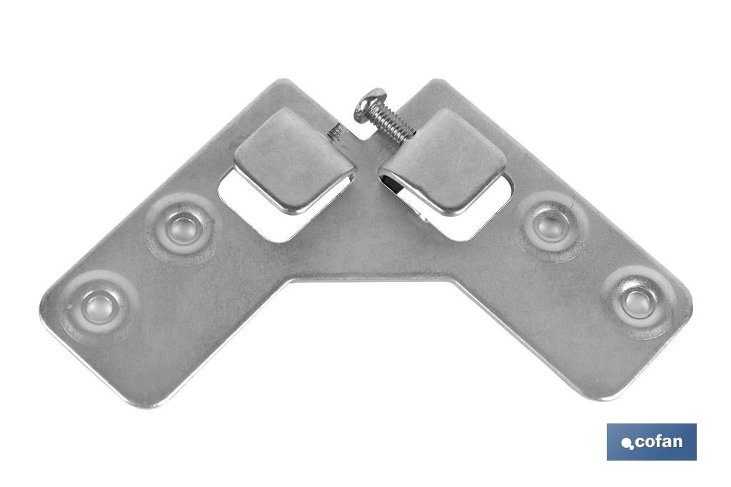 Cabide de esquadro duplo | Fabricado em aço zincado | Medidas de 59 x 59 mm