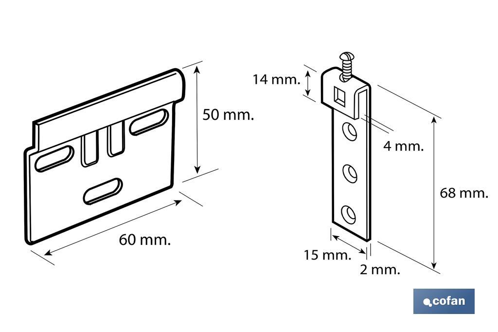 kit de Suporte para Armários | Acabamento Zincado | Medida: 60mm