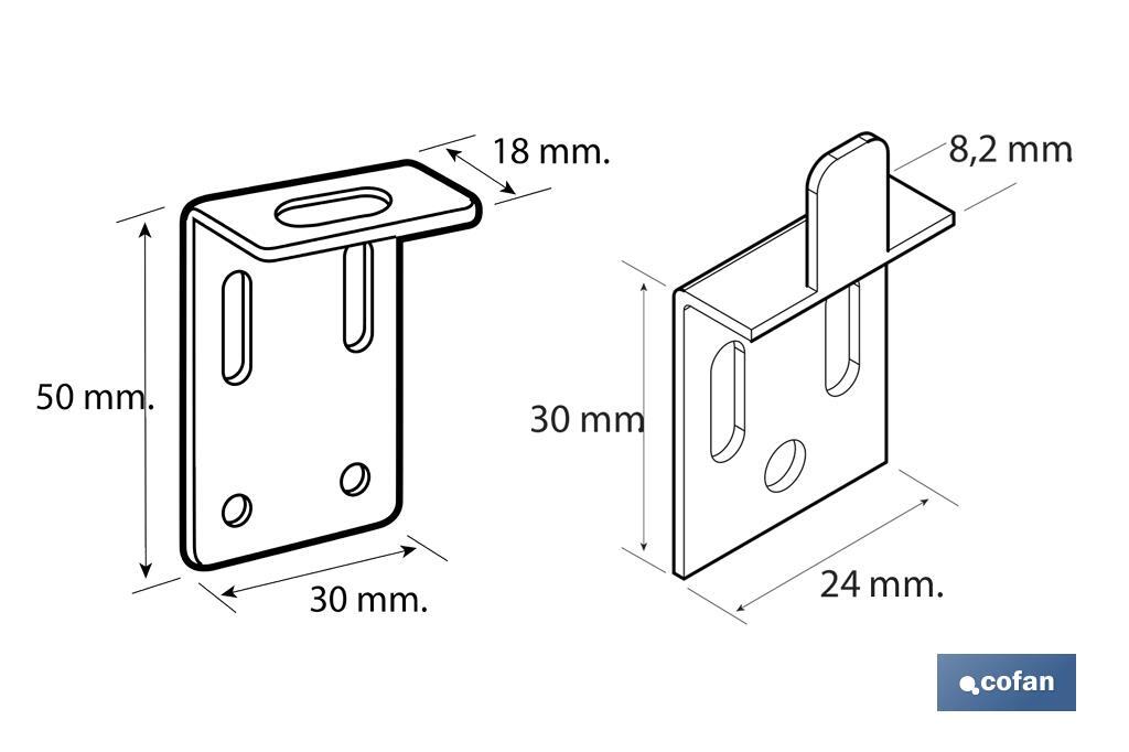Kit de Esquadros de Suporte para Espelhos | Medida: 30 mm | Aço Galvanizado