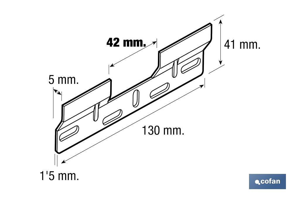 Placa Dupla para Pendurar e Fixar em Mobiliário | Medidas: 130 mm e Oco: 42 mm