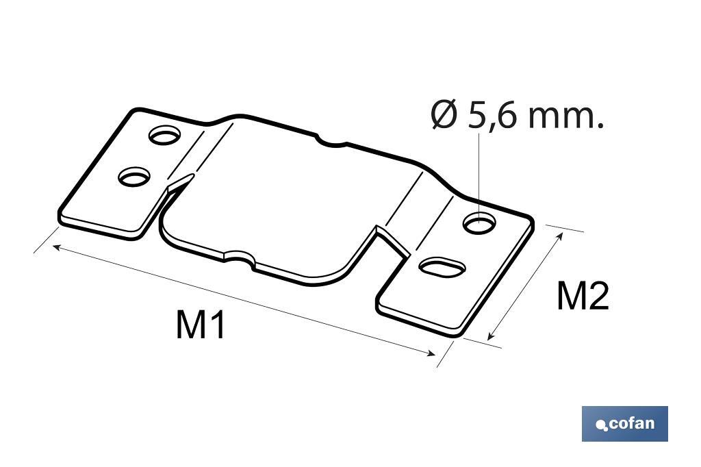 Chapa de Fixação | Unir partes de Mobiliario Pesado | Medidas: 100 x 47 mm