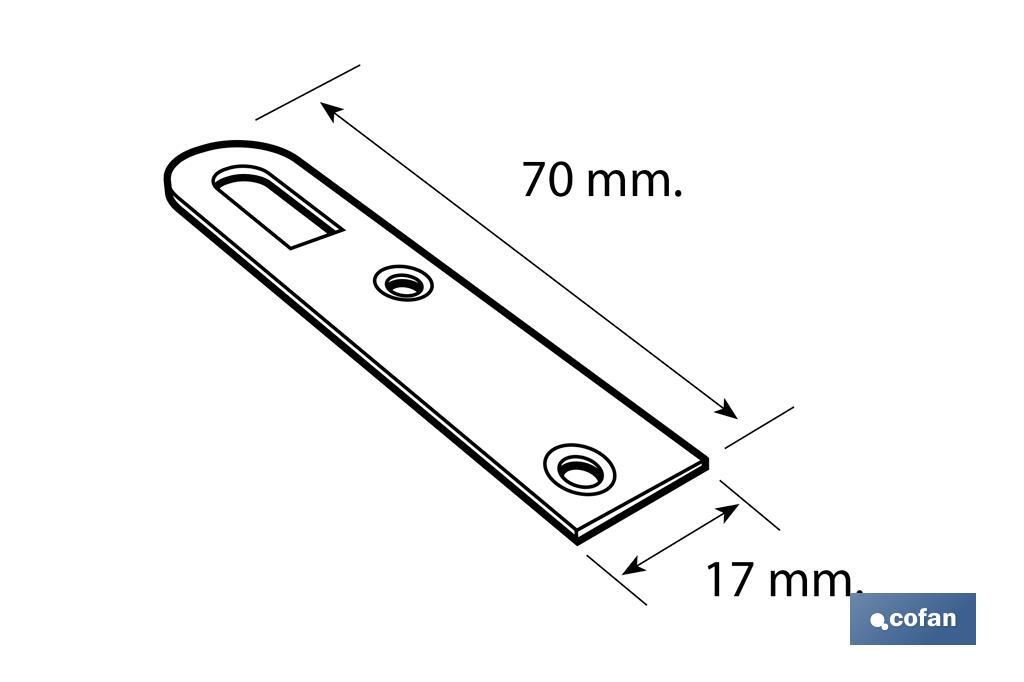 Chapa de suporte | Medida: 17 x 70 mm | Aço Galvanizado