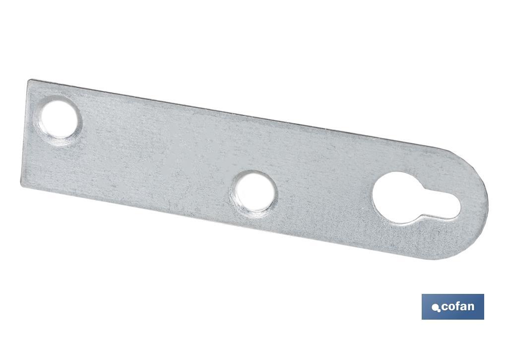 Chapa de suporte tipo Boca chave| Medida: 17 x 70 mm | Para suporte de objetos