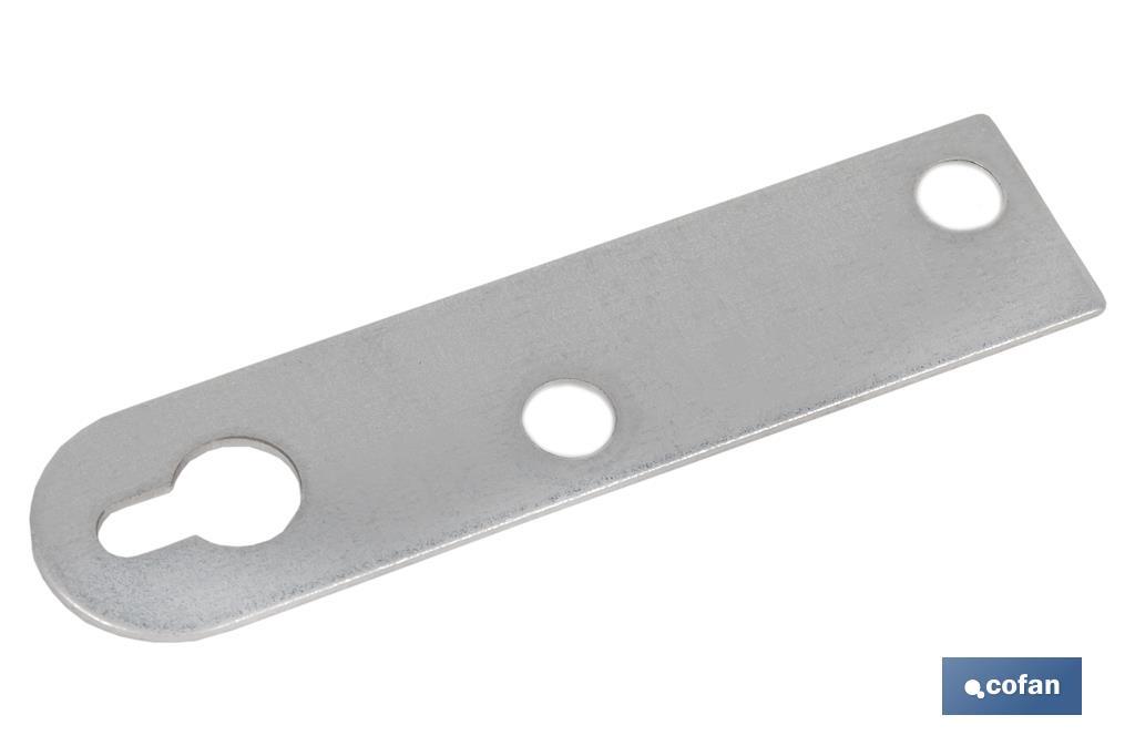Chapa de suporte tipo Boca chave| Medida: 17 x 70 mm | Para suporte de objetos