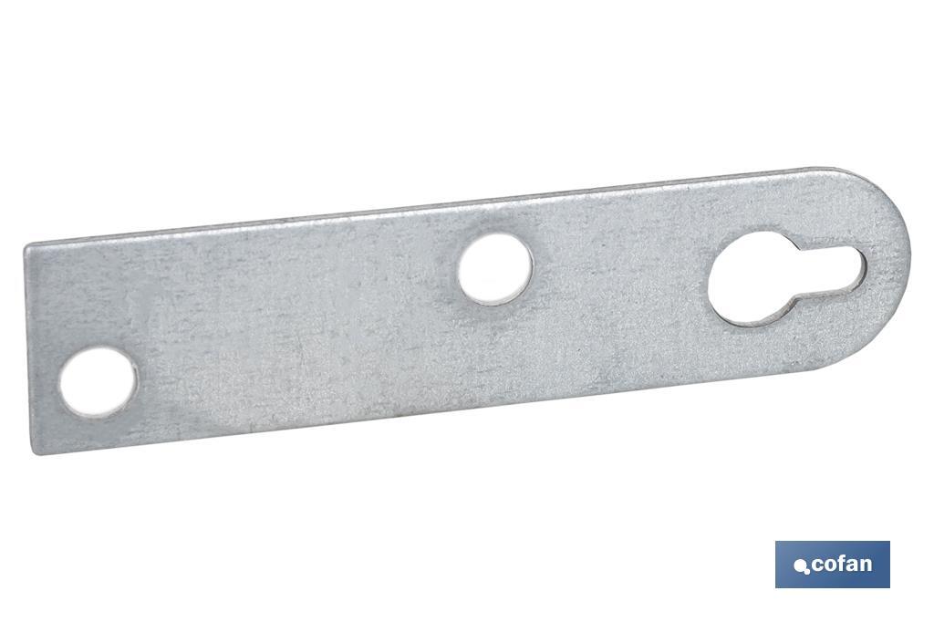 Chapa de suporte tipo Boca chave| Medida: 17 x 70 mm | Para suporte de objetos