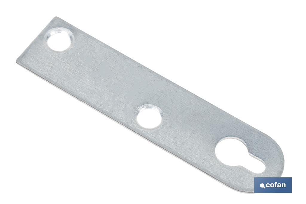 Chapa de suporte tipo Boca chave| Medida: 17 x 70 mm | Para suporte de objetos