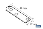 Chapa de suporte tipo Boca chave| Medida: 17 x 70 mm | Para suporte de objetos