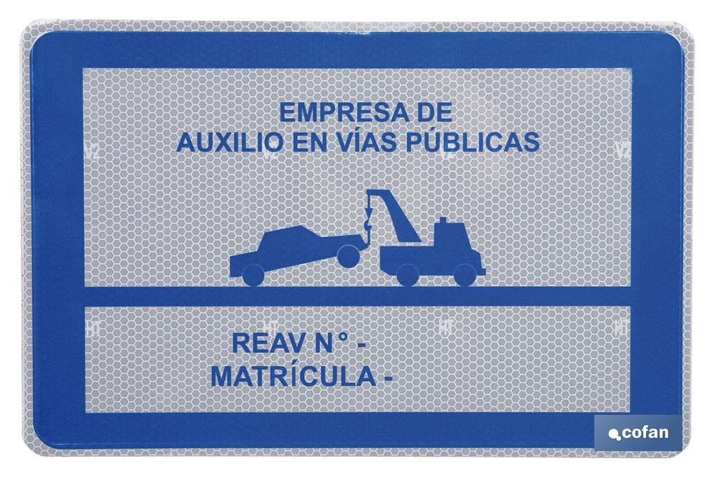 Placa V-24 homologada para reboques de assistência rodoviária | Sinais de segurança para serviços de assistência rodoviária