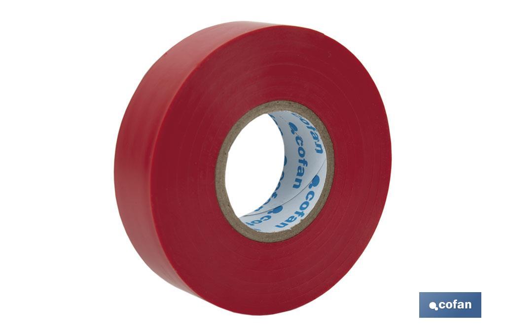 Fita isoladora | 180 microns | Cor Vermelho | 19 mm x 20 metros