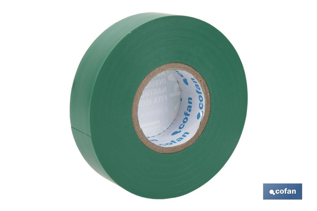 Fita isoladora | 180 microns | Cor Verde | 19 mm x 20 metros