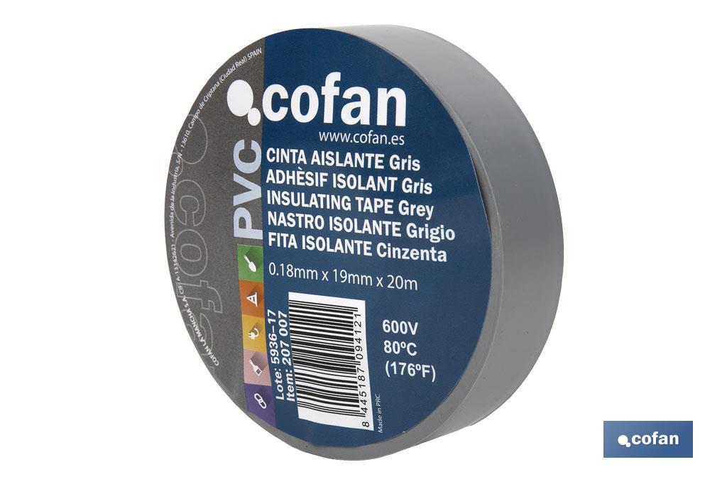 Fita isoladora | 180 microns | Cor Cinza | 19 mm x 20 metros