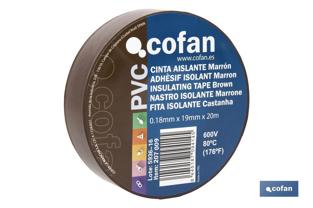 Fita isoladora | 180 microns | Cor Castanha | 19 mm x 20 metros