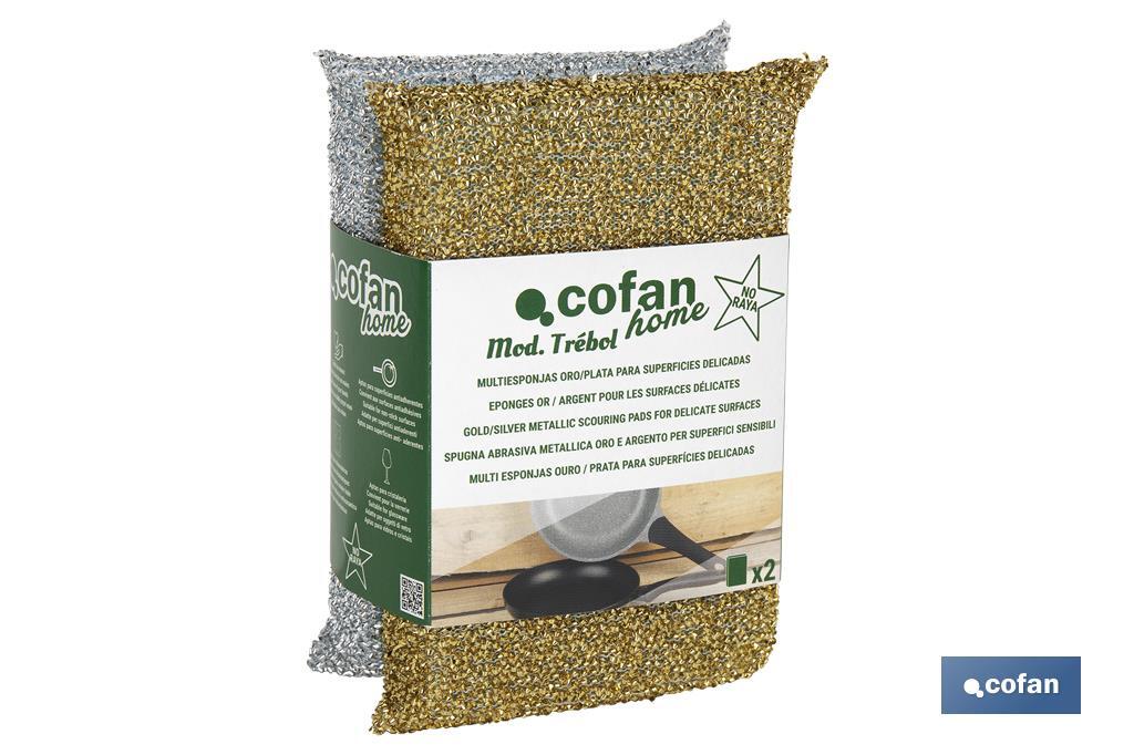 Pack de 2 multi esponjas em cor ouro e prata