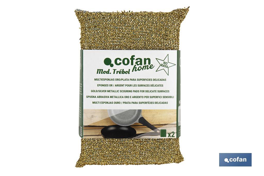 Pack de 2 multi esponjas em cor ouro e prata