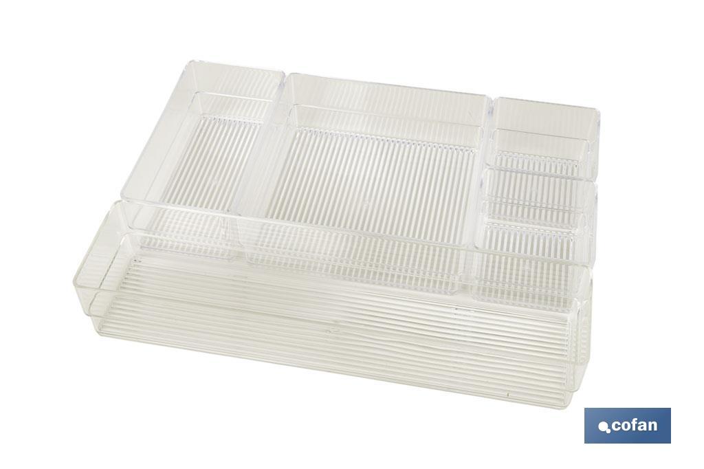 Set organizador de 5 peças I Medidas 30X23X8cm I cor transparente I venda unitária