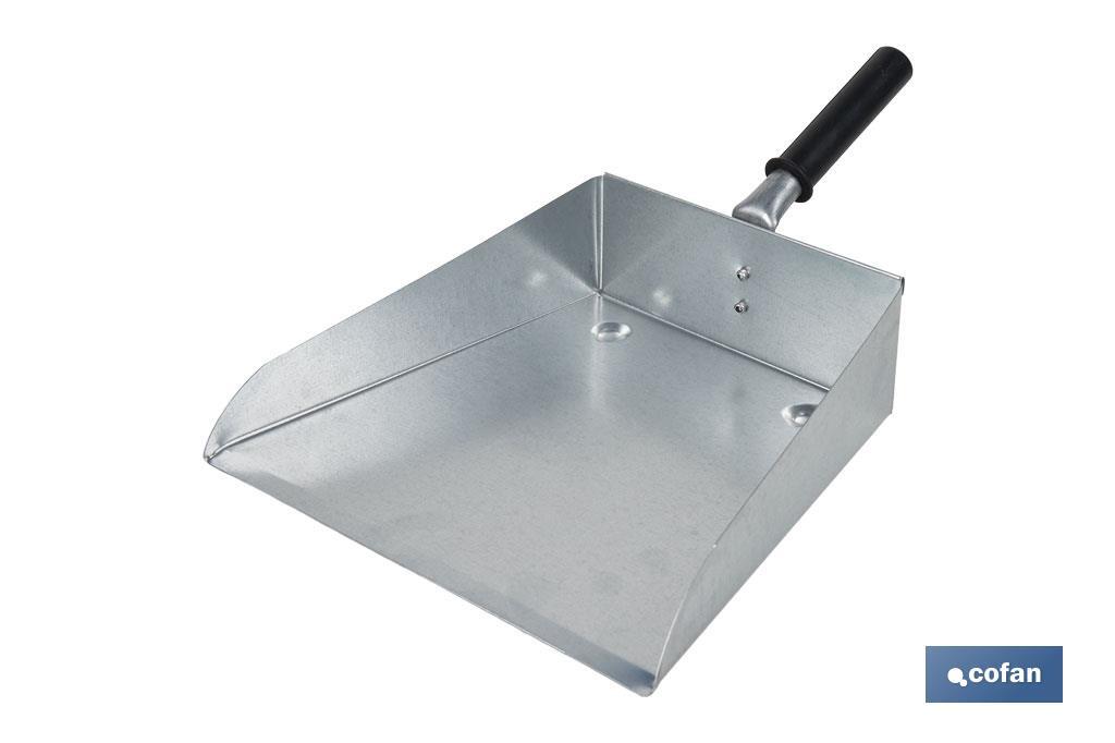 Pá de lixo metálica com cabo curto | Material: chapa galvanizada | Altura total de 7 cm