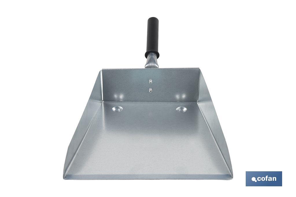 Pá de lixo metálica com cabo curto | Material: chapa galvanizada | Altura total de 7 cm