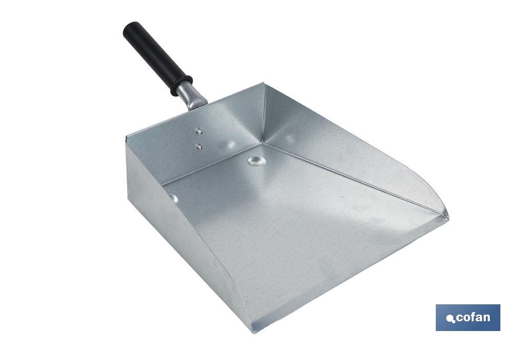 Pá de lixo metálica com cabo curto | Material: chapa galvanizada | Altura total de 7 cm