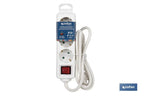 Base múltipla bipolar de 3 tomadas para fichas | Cabo de 1,4 m | Interruptor de ON/OFF
