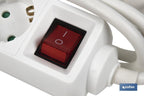Base múltipla bipolar de 4 tomadas para fichas | Cabo de 1,4 m | Interruptor de ON/OFF
