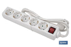 Base múltipla bipolar de 5 tomadas para fichas | Cabo de 1,4 m | Interruptor de ON/OFF