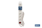 Base múltipla bipolar de 6 tomadas para fichas | Cabo de 1,4 m | Interruptor de ON/OFF