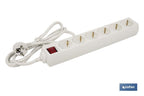 Base múltipla bipolar de 6 tomadas para fichas | Cabo de 1,4 m | Interruptor de ON/OFF