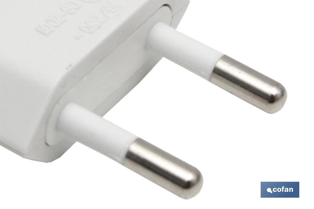 Ficha Bipolar branca | 10 A - 250 V | Cor Branca
