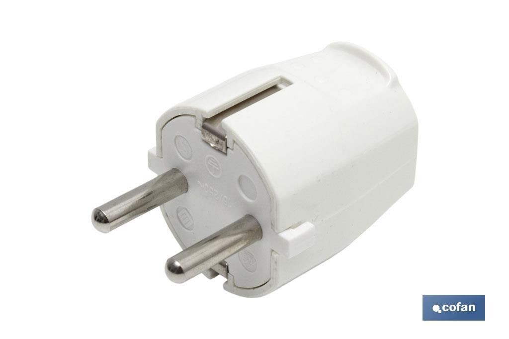Ficha Bipolar Schuko | 16 A - 250 V | Cor Branca