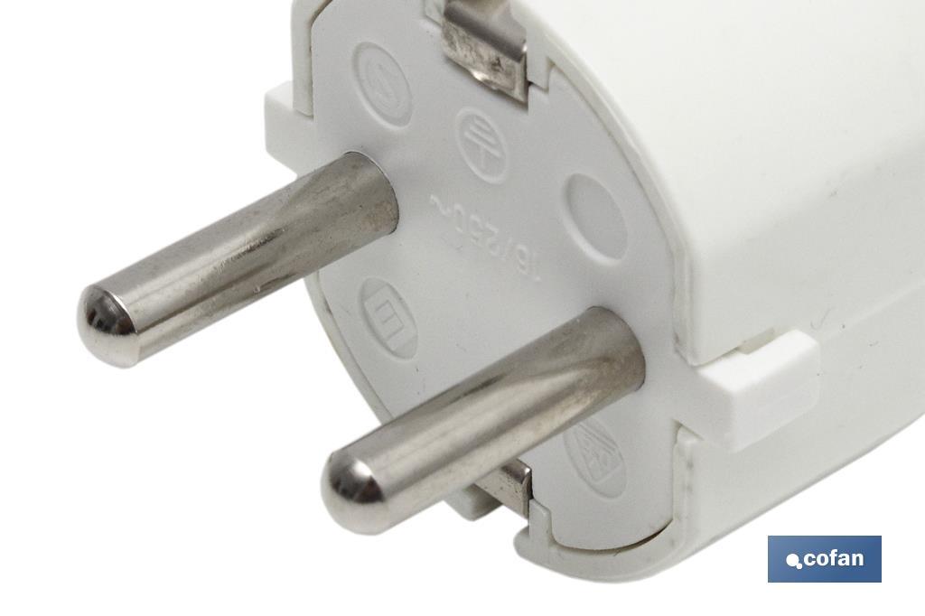 Ficha Bipolar Schuko | 16 A - 250 V | Cor Branca