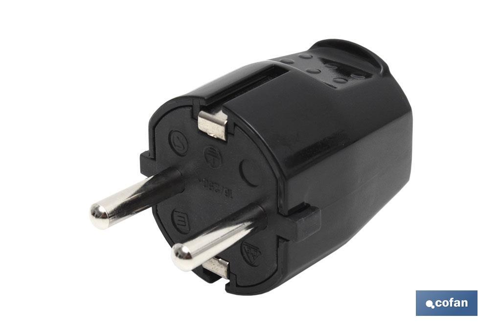 Ficha Bipolar Schuko | 16 A - 250 V | Cor Preta