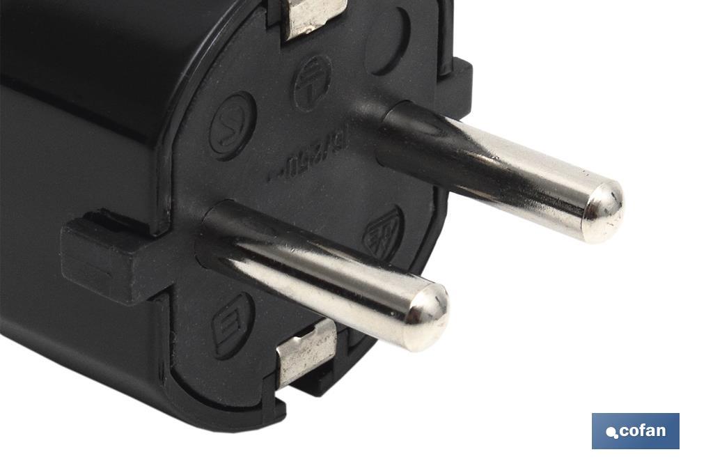 Ficha Bipolar Schuko | 16 A - 250 V | Cor Preta