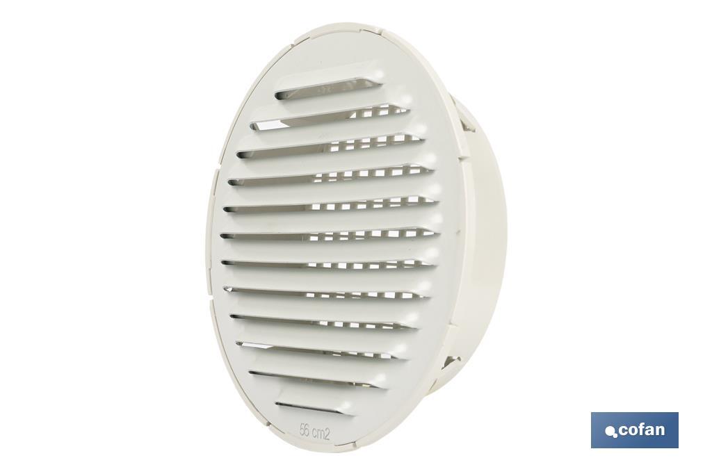 Grelha de Ventilação para Encastrar em Tubo| Fabricada em Aluminio Branco| 2 Medidas