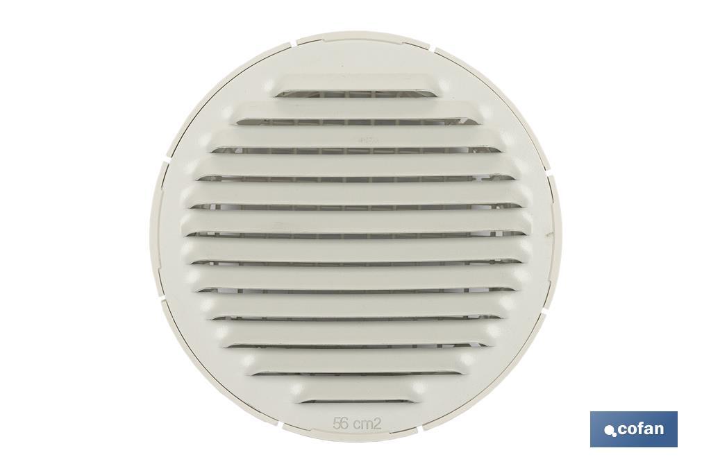 Grelha de Ventilação para Encastrar em Tubo| Fabricada em Aluminio Branco| 2 Medidas
