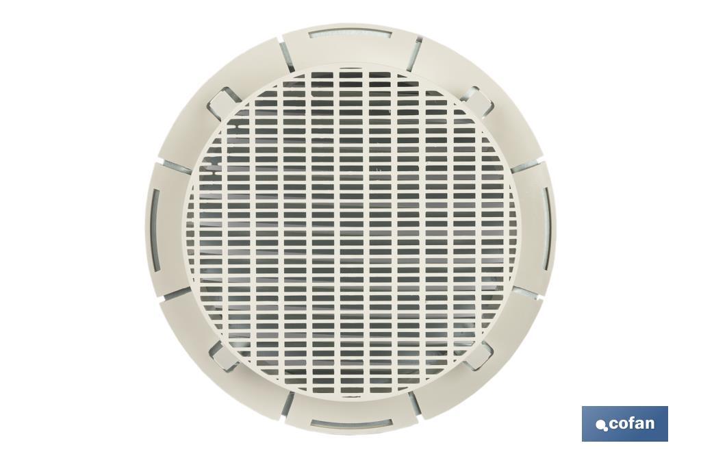 Grelha de Ventilação para Encastrar em Tubo| Fabricada em Aluminio Branco| 2 Medidas