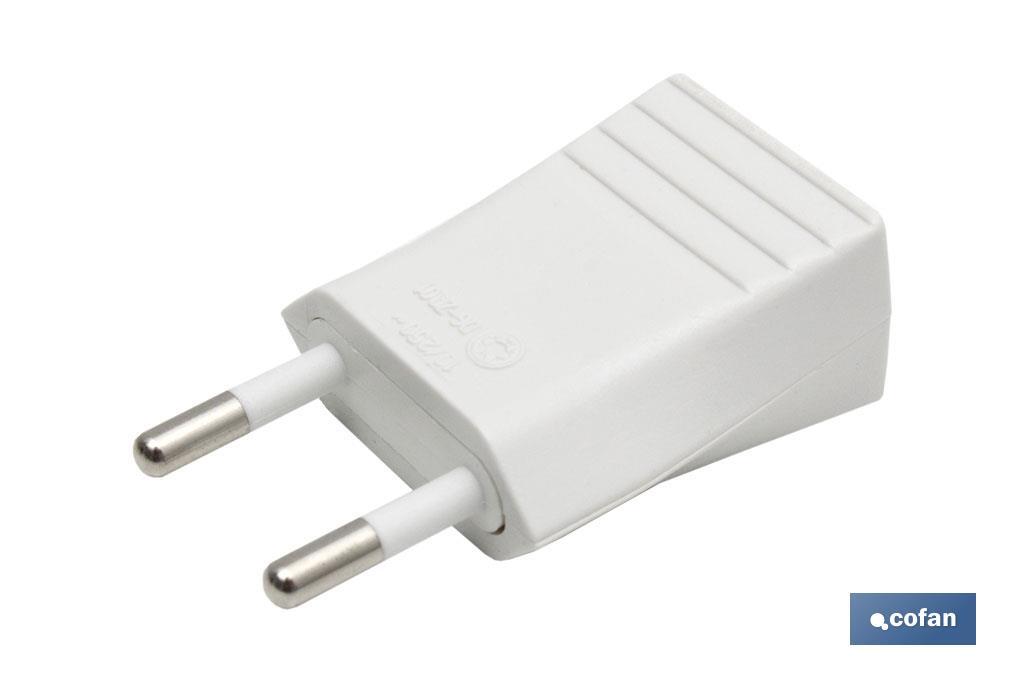 Ficha Bipolar branca | 10 A - 250 V | Cor Branca