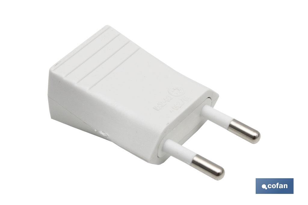 Ficha Bipolar branca | 10 A - 250 V | Cor Branca